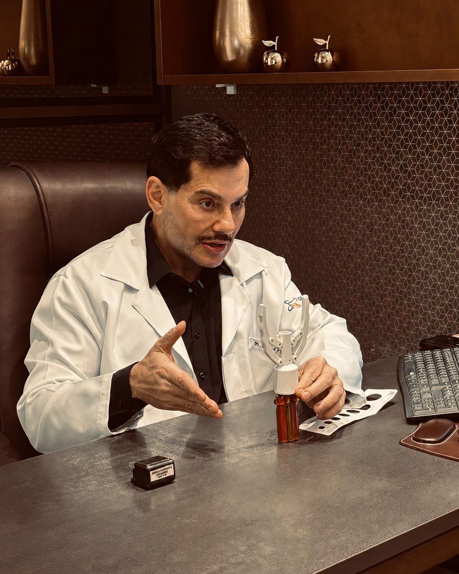 Dr. Edmond Khaled com grampeador cirúrgico